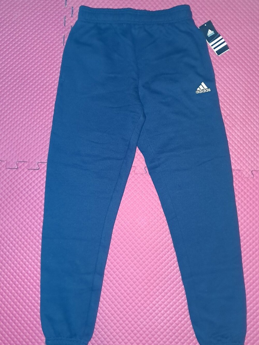 ADIDAS Fleece Lined Navy Sweatpants with Drawstring